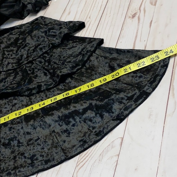 Black Off-Shoulder Whimsical Goth Bell Sleeve Velvet Mini Dress – Size M - Picture 14 of 16